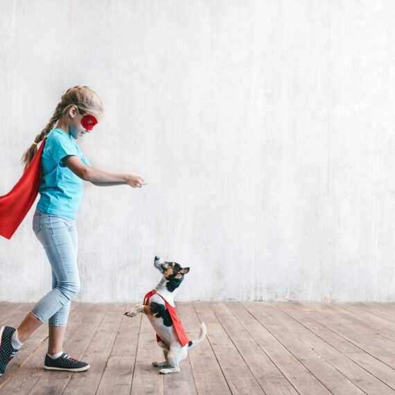 Little hero with a dog