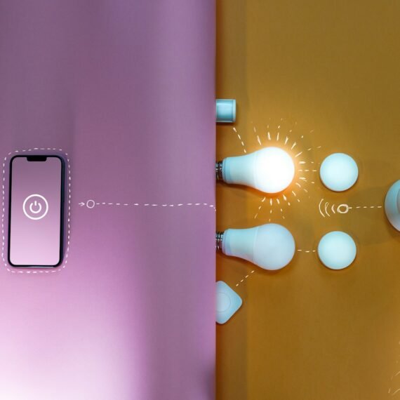 a cell phone is connected to a light switch